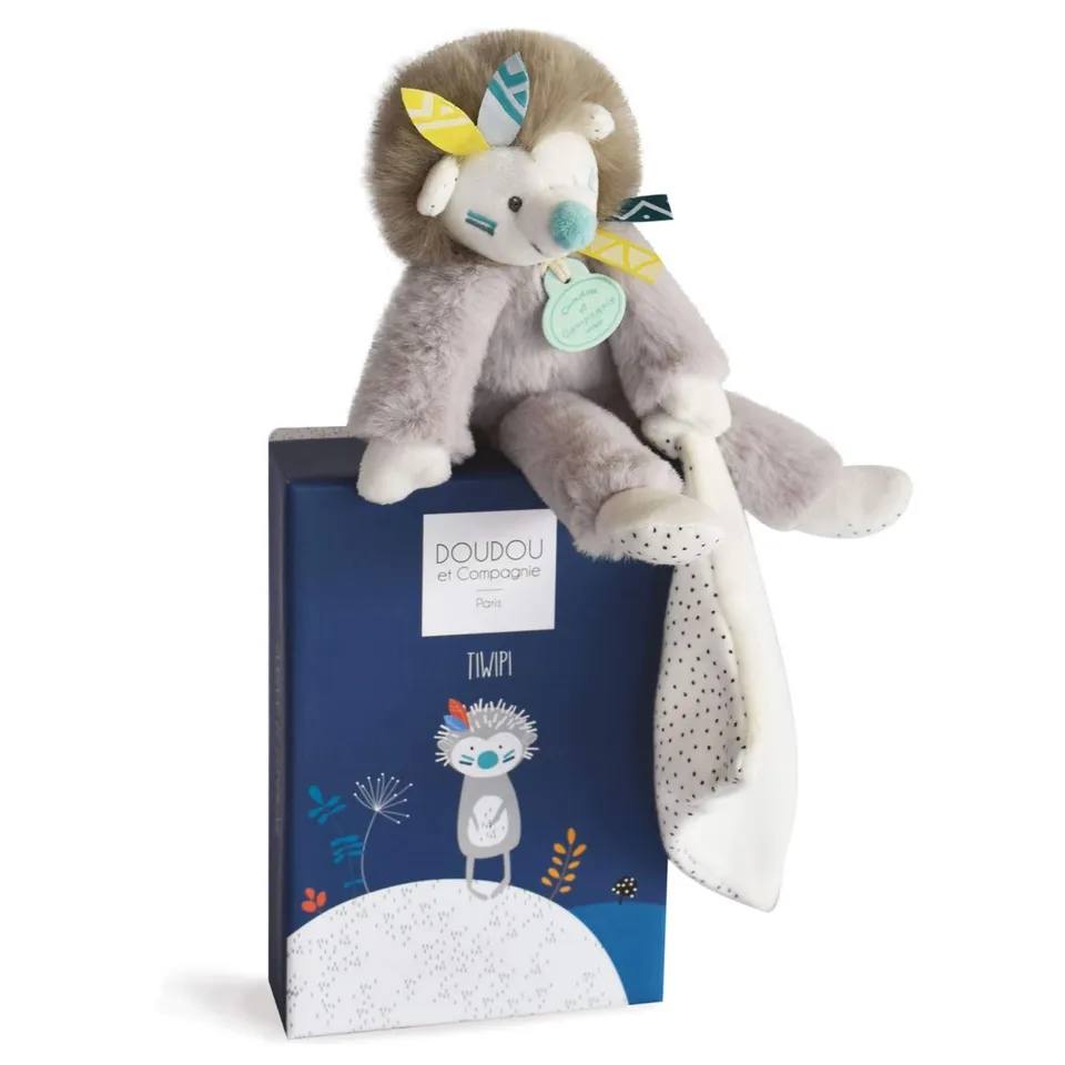 doudou-et-compagnie-tiwipi-peluche-h-risson-21-cm-gris image 1
