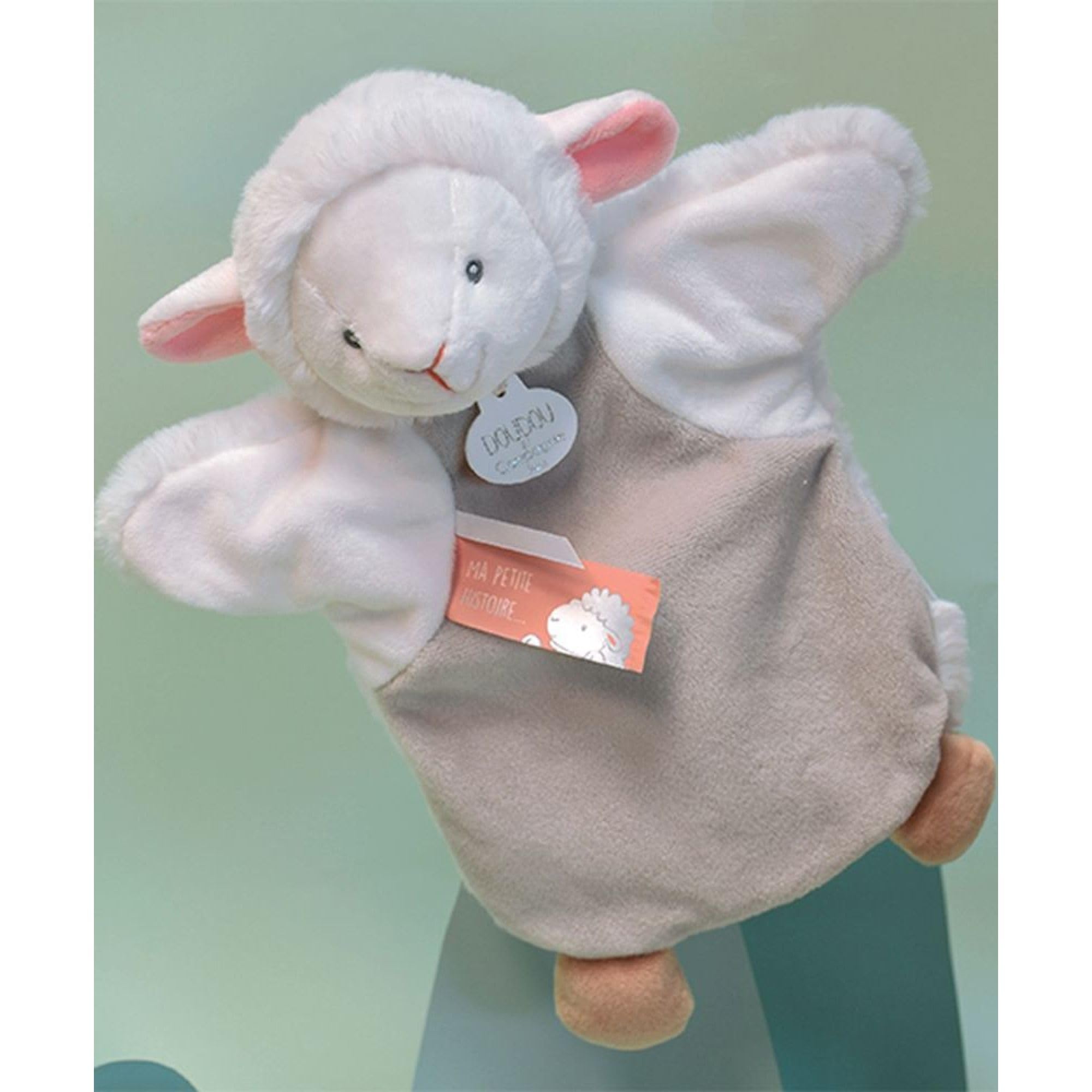 doudou-et-compagnie-marionnette-agneau-blanc-dc4007-peluche image 2