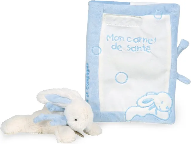 doudou-et-compagnie-lapin-bonbon-prot-ge-carnet-sant-bleu-doudou image 1