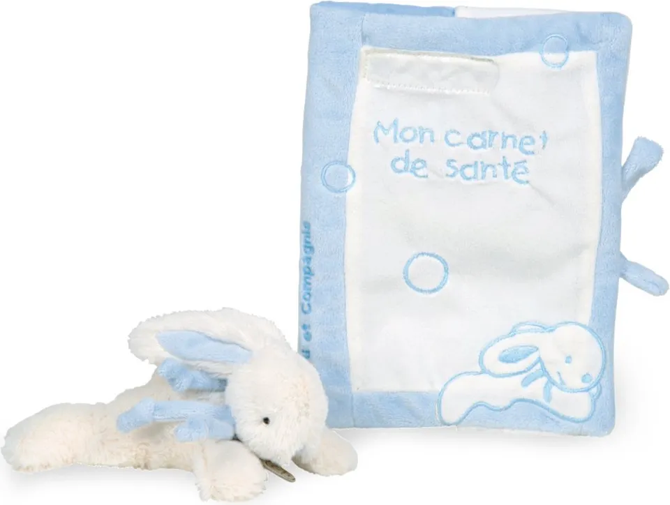 doudou-et-compagnie-lapin-bonbon-prot-ge-carnet-sant-bleu-doudou image 1
