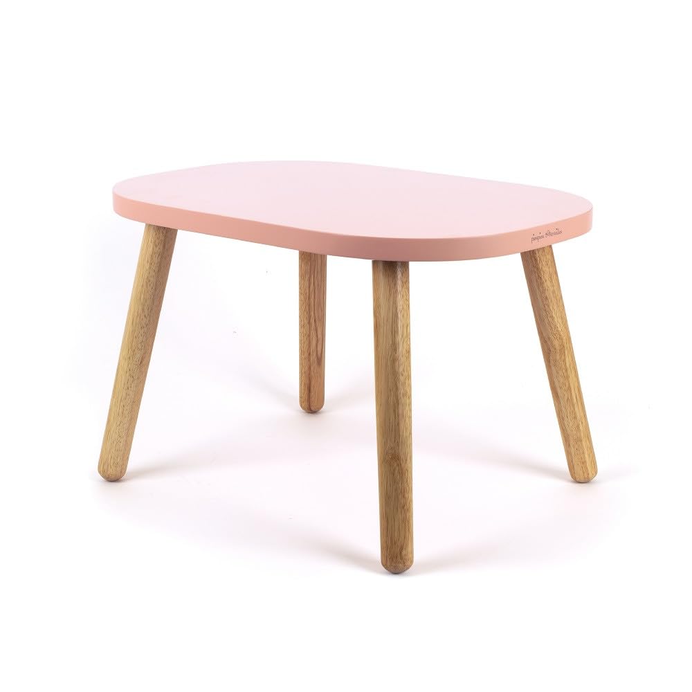 pioupiou-et-merveilles-table-ovaline-rose-et-bois-60x40x37-cm image 1