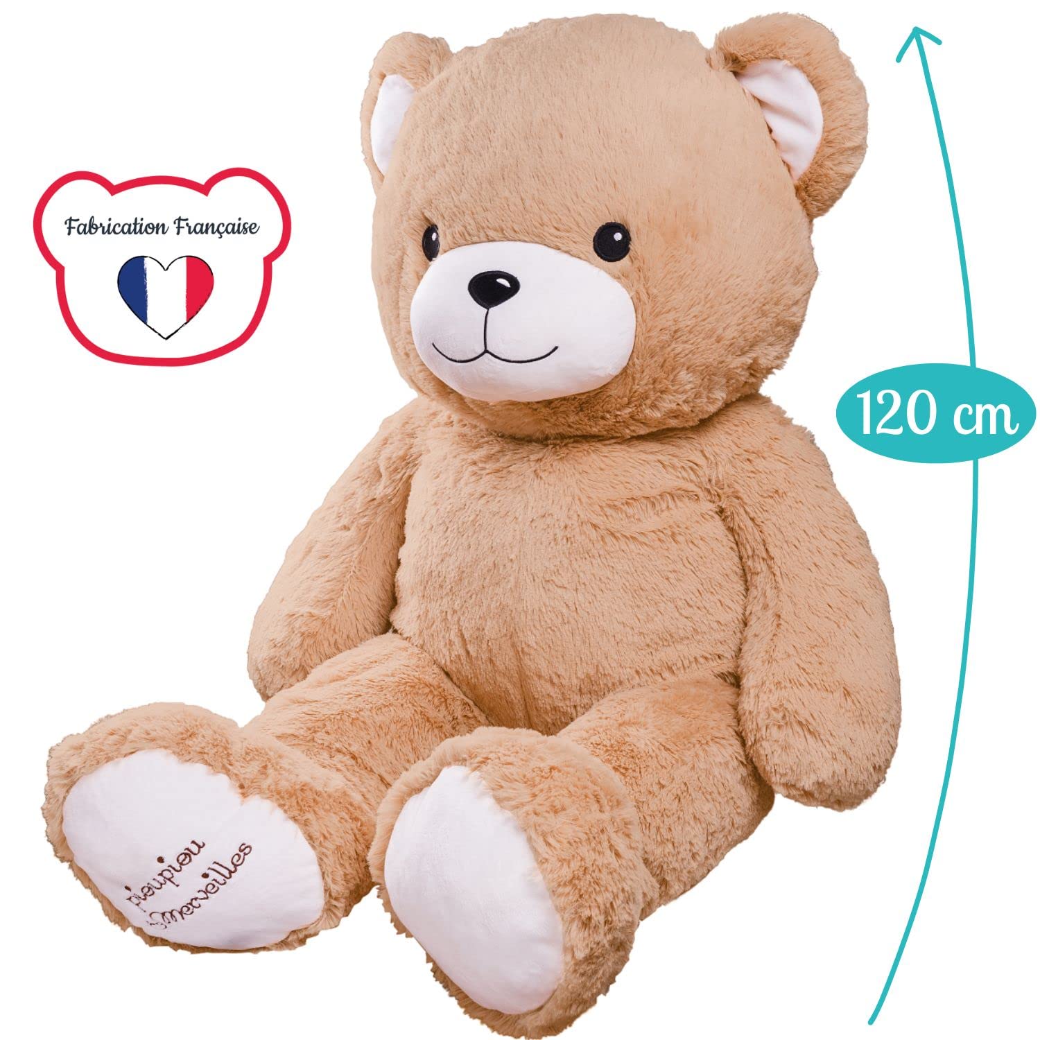 pioupiou-merveilles-gaston-peluche-g-ante-ours-beige-120-cm image 3