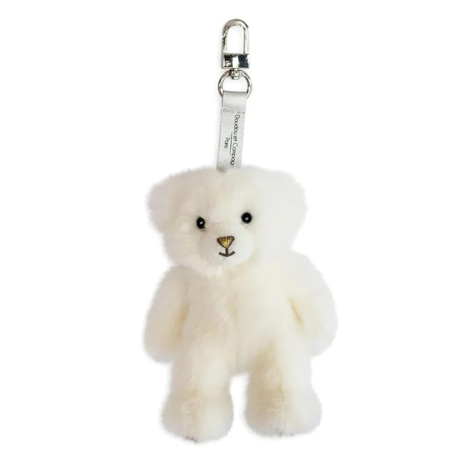 doudou-et-compagnie-porte-cl-s-peluche-ours-blanc-15cm-dc3779 image 1