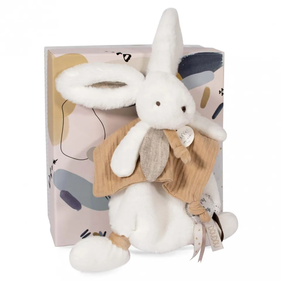 doudou-et-compagnie-happy-doudou-lapin-brun-doudou-plat-25-cm image 1