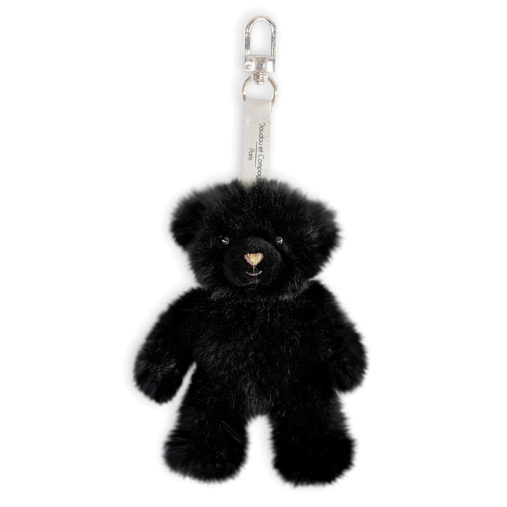 doudou-et-compagnie-porte-cl-s-peluche-ours-noir-15cm-ho2922 image 1