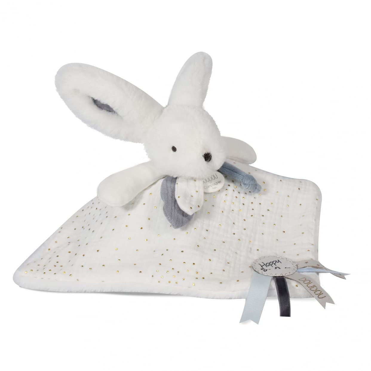 doudou-et-compagnie-happy-doudou-lapin-plat-gris-doudou-25-cm image 2