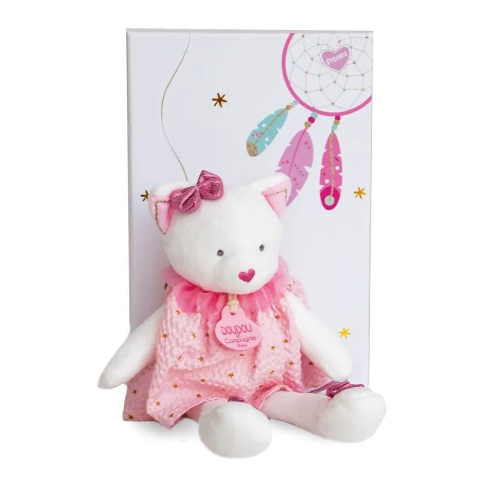 doudou-et-compagnie-attrape-r-ves-dc3542-doudou-chat-rose-20-cm image 1