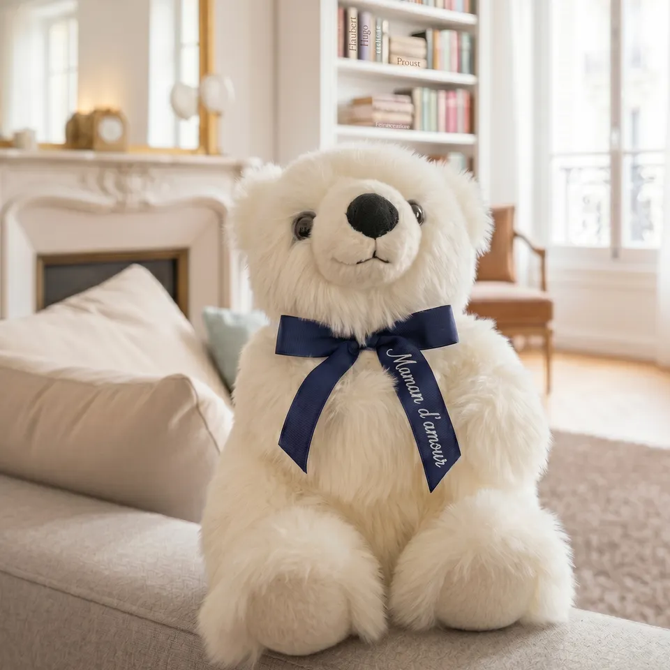 la-pelucherie-ours-jules-peluche-ruban-bleu-mini-20-cm image 1