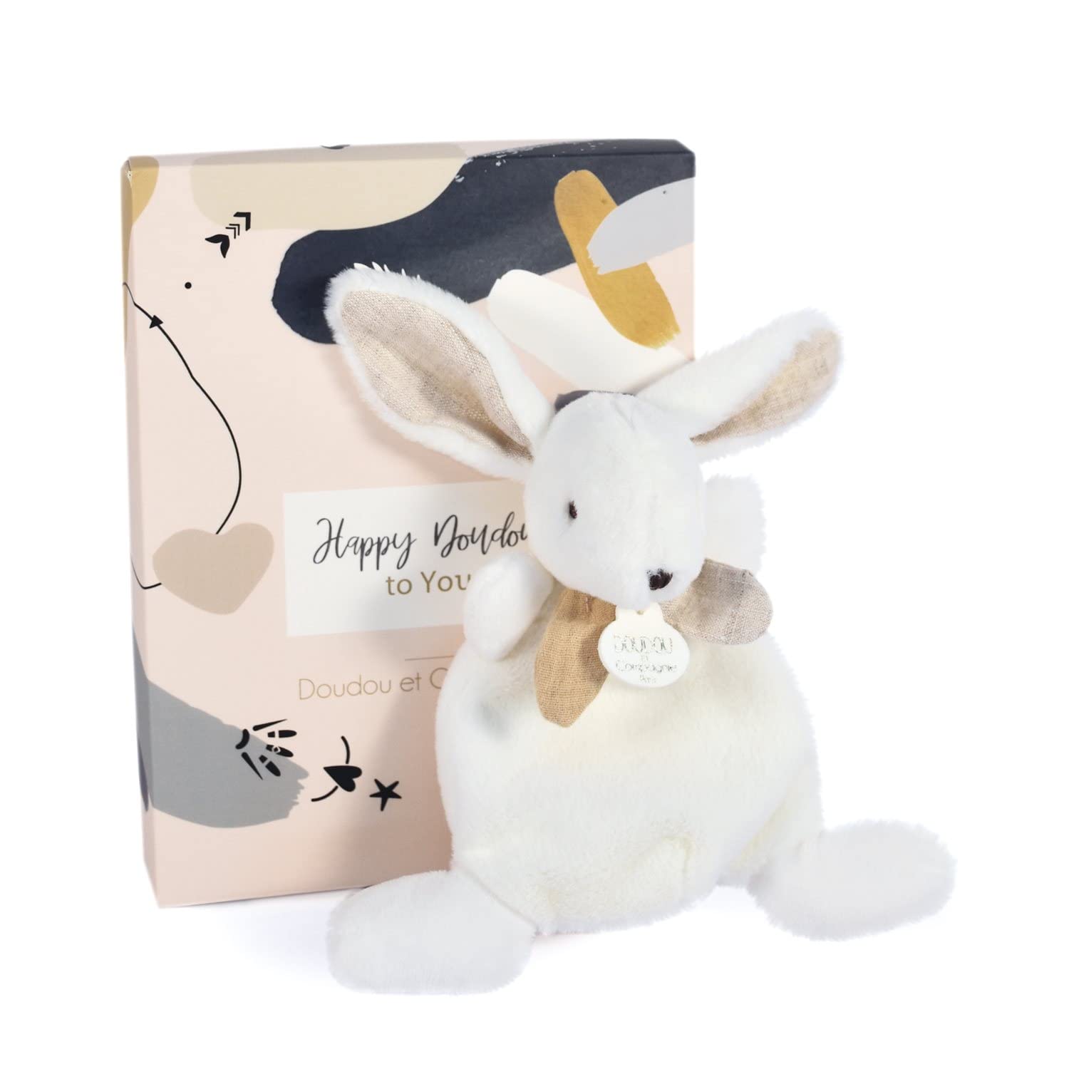 doudou-et-compagnie-happy-doudou-lapin-peluche-rose-17-cm image 7