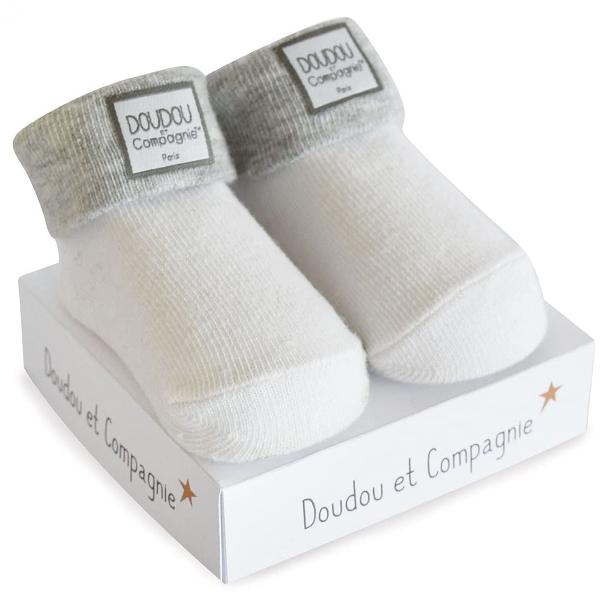 doudou-et-compagnie-chaussons-b-b-chaussettes-naissance-gris-coton image 3