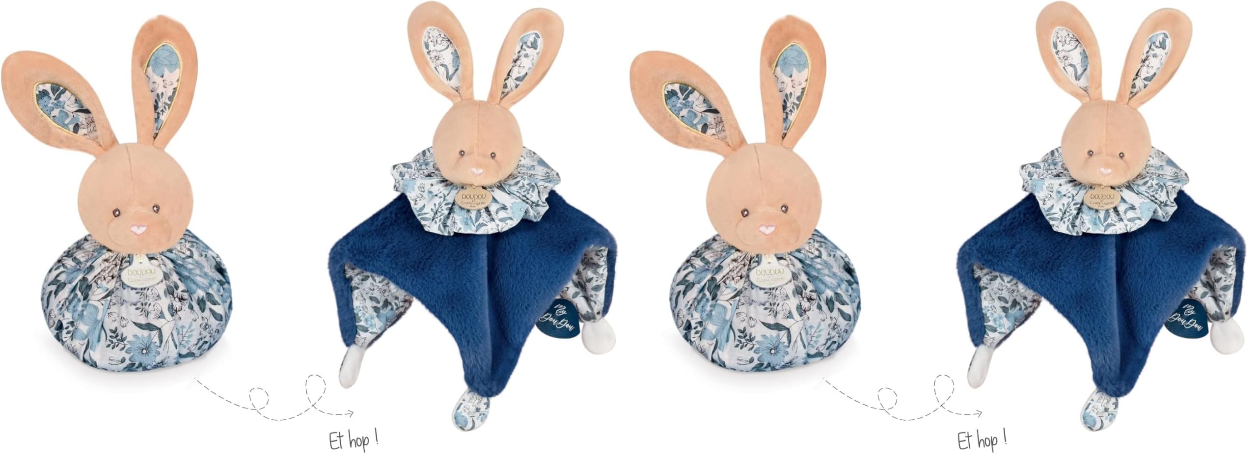 doudou-et-compagnie-petits-fut-s-boule-lapin-peluche-bleu-25-cm image 7