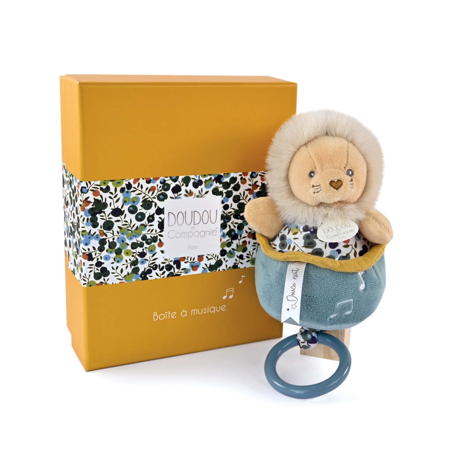 doudou-et-compagnie-boh-aime-lion-peluche-bo-te-musique-jaune image 1