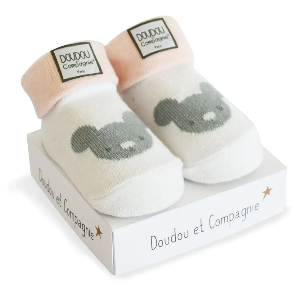 doudou-et-compagnie-chaussettes-naissance-rose-coton image 1