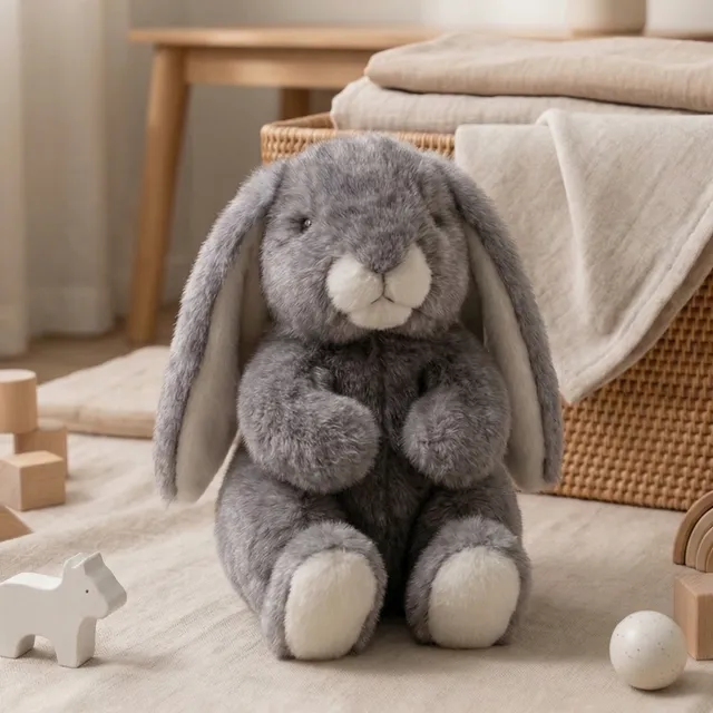 la-pelucherie-lapins-lapin-ernest-peluche-gris-30-cm image 1