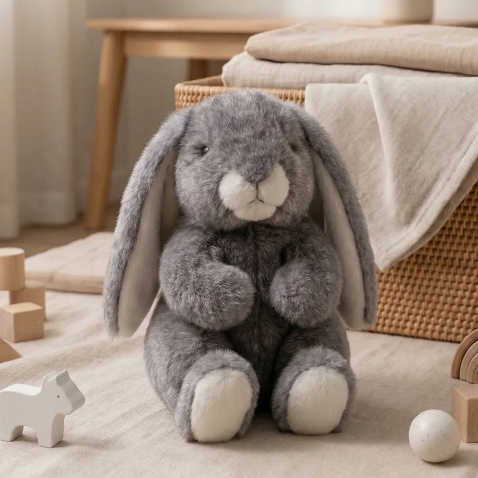 la-pelucherie-lapins-lapin-ernest-peluche-gris-30-cm image 1