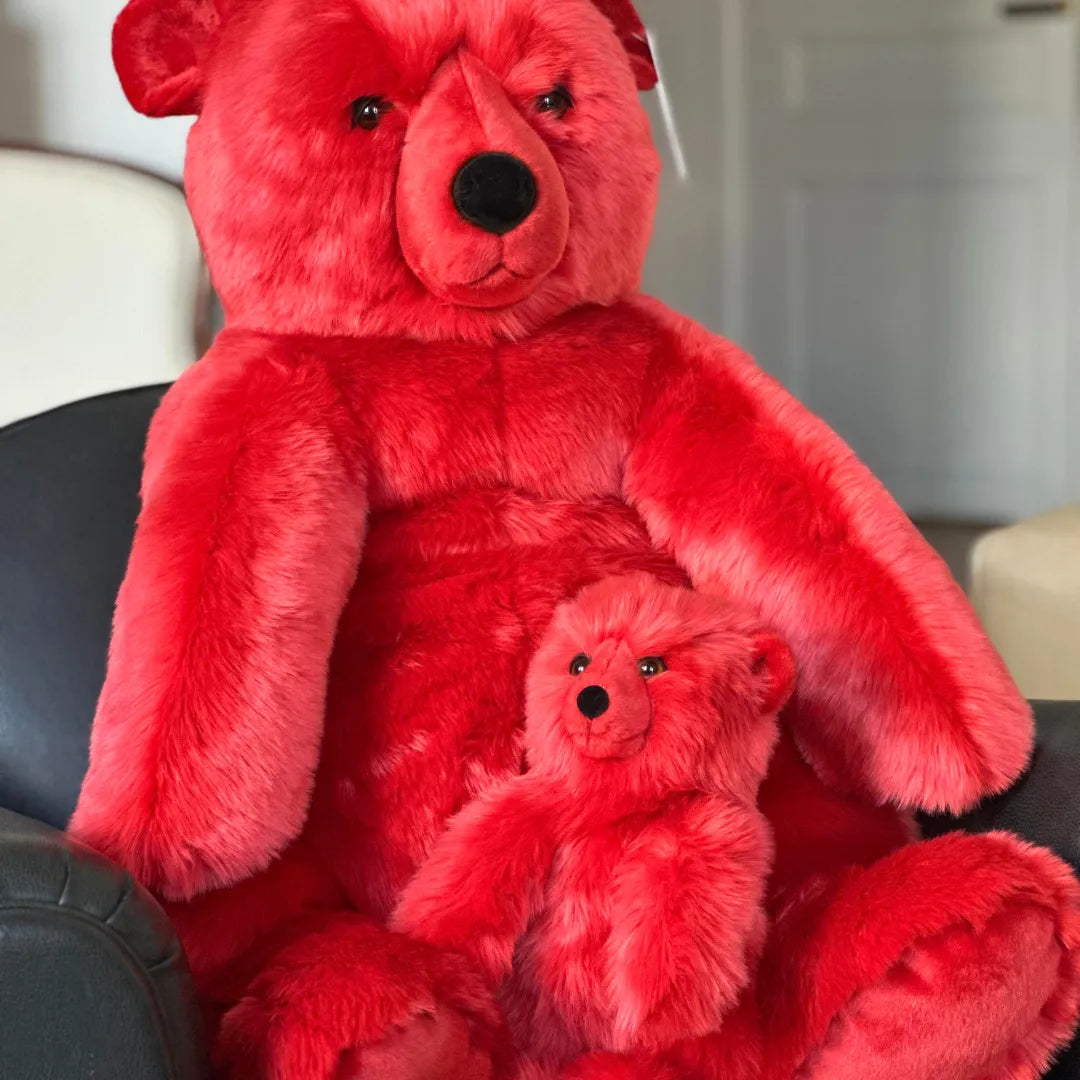 la-pelucherie-ours-jules-rouge-peluche-petit-35-cm-rouge image 7