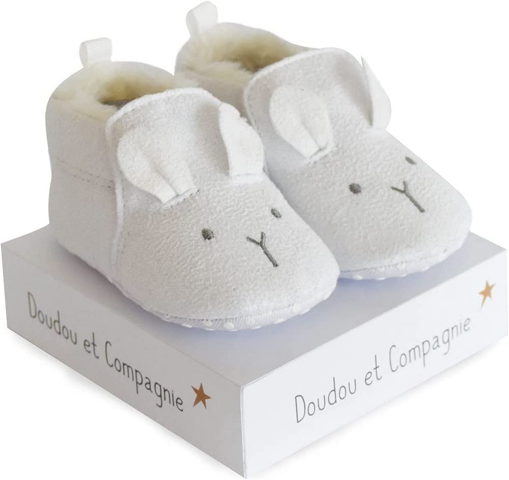 doudou-et-compagnie-chaussons-b-b-lapins-blancs-dc3707 image 1