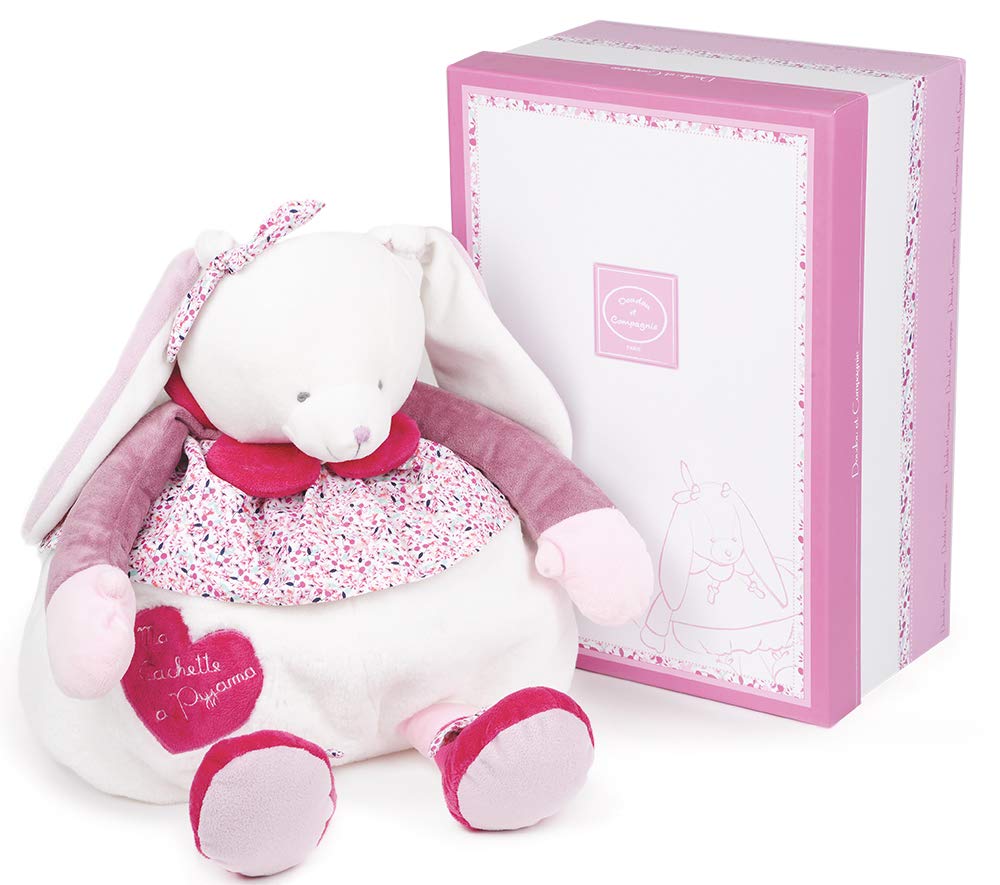 doudou-et-compagnie-cerise-range-pyjama-lapin-50-cm-blanc-rose image 1