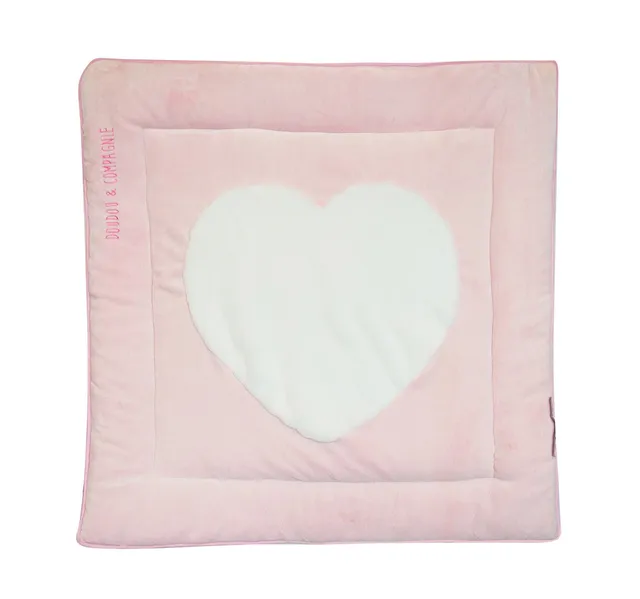 doudou-et-compagnie-tapidou-dc3235-tapis-d-veil-c-ur-rose-80x150-cm image 1
