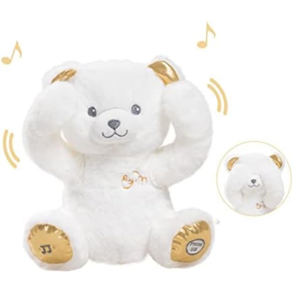 pioupiou-merveilles-gaston-peluche-musicale-coucou-25-cm-blanc-or image 4