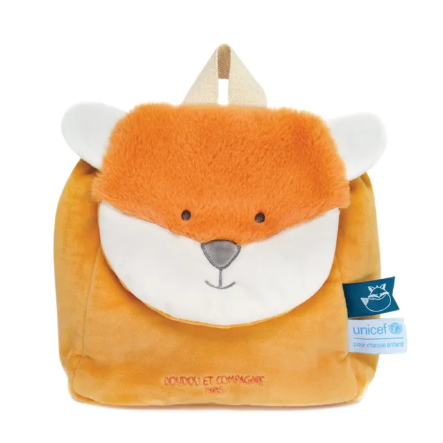doudou-et-compagnie-sac-dos-renard-orange-unicef-20-cm image 1