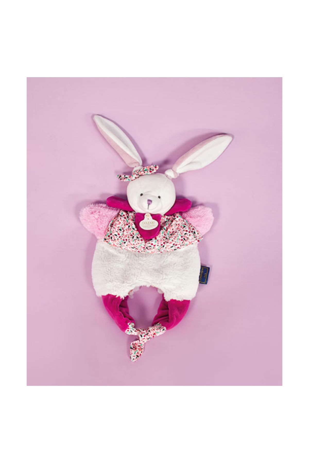 doudou-et-compagnie-petits-fut-s-lapin-rose-30-cm-marionnette-sac image 2