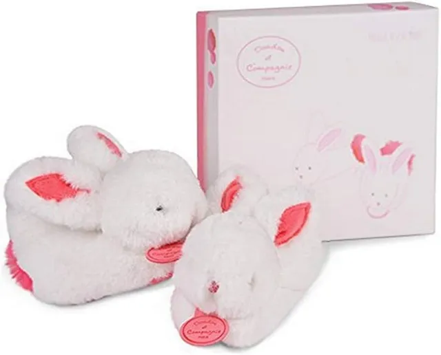 doudou-et-compagnie-chaussons-b-b-lapin-hochet-0-6-mois-dc2730 image 1