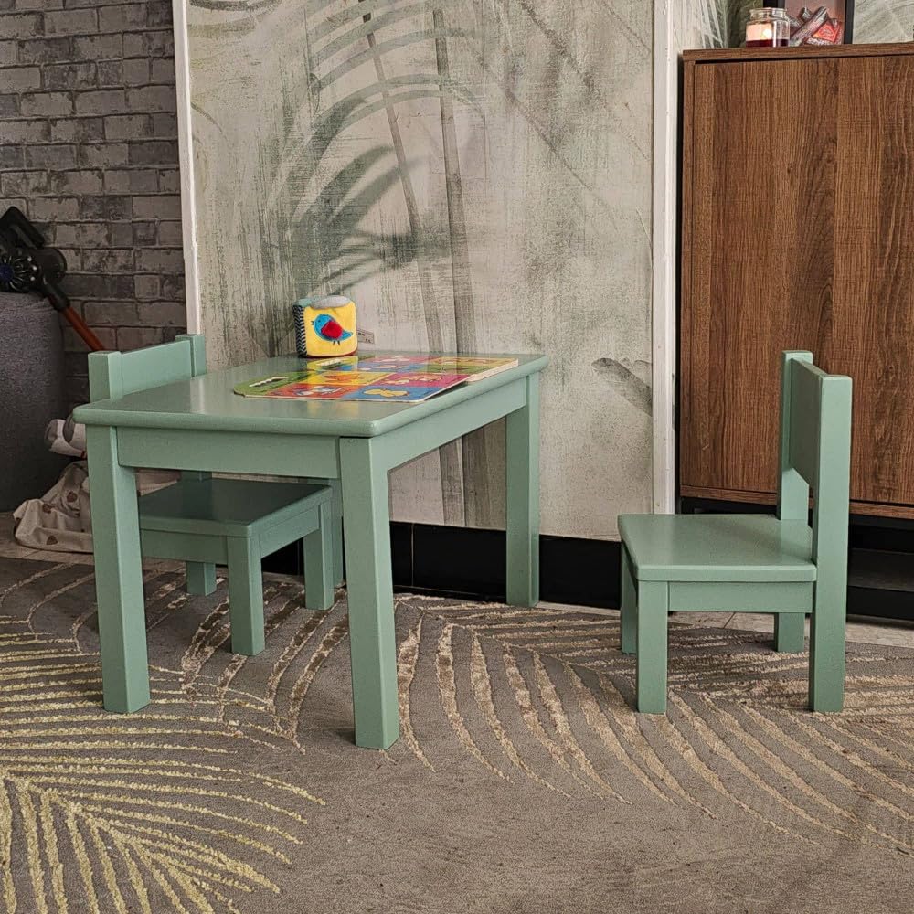 pioupiou-merveilles-table-2-chaises-bois-vert-sauge-1-4-ans image 5