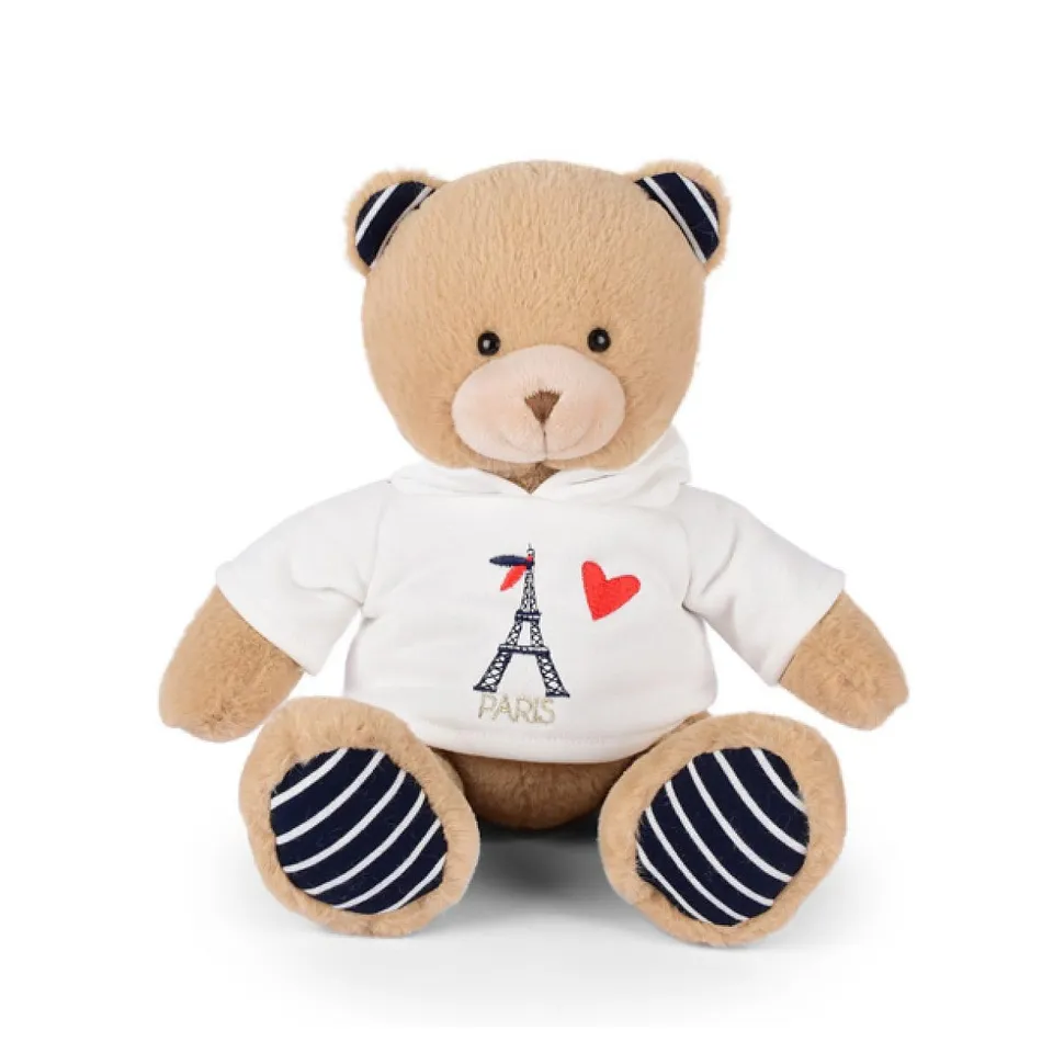doudou-et-compagnie-ours-sweat-tour-eiffel-sp4289-peluche-28-cm image 1
