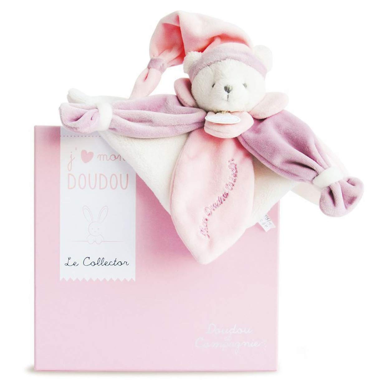 doudou-et-compagnie-les-iconiques-dc2920-doudou-plat-rose-24-cm image 1