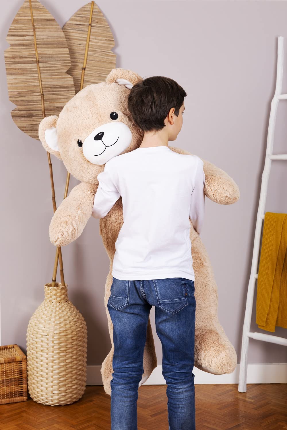 pioupiou-merveilles-gaston-peluche-g-ante-ours-beige-120-cm image 6