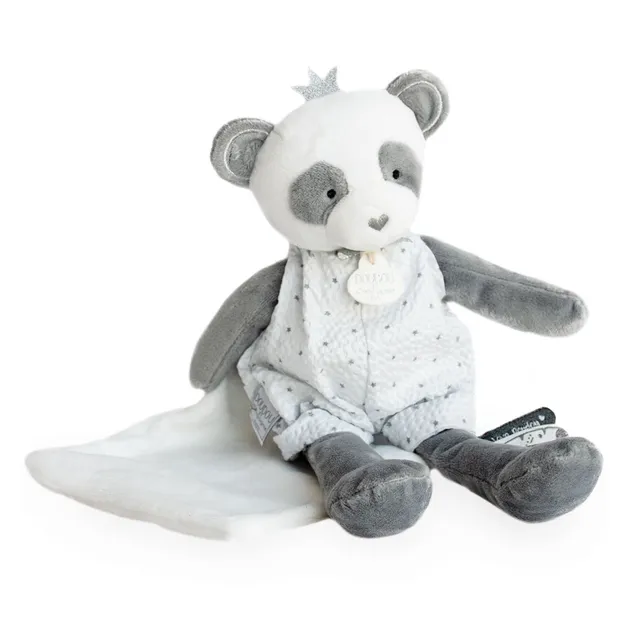 doudou-et-compagnie-attrape-r-ves-dc3544-peluche-panda-28-cm-mouchoir image 1