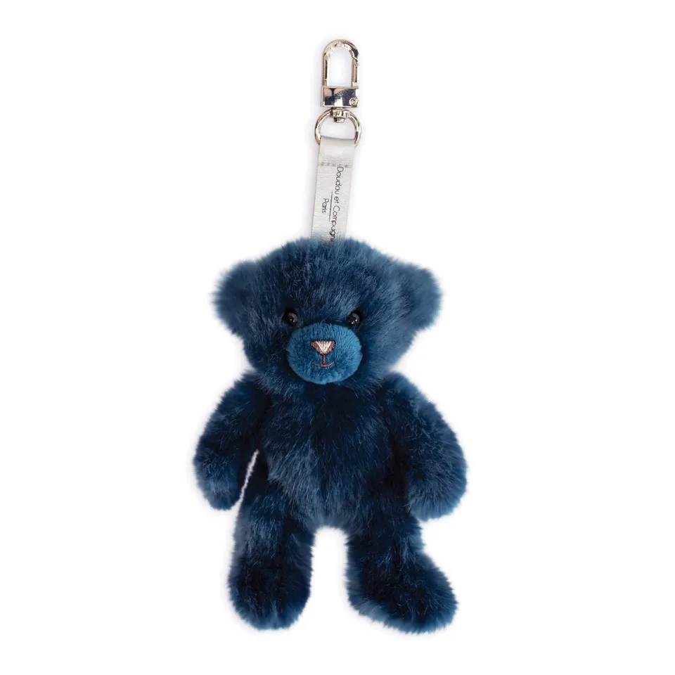 doudou-et-compagnie-ours-collection-porte-cl-s-jean-bleu-15cm image 1