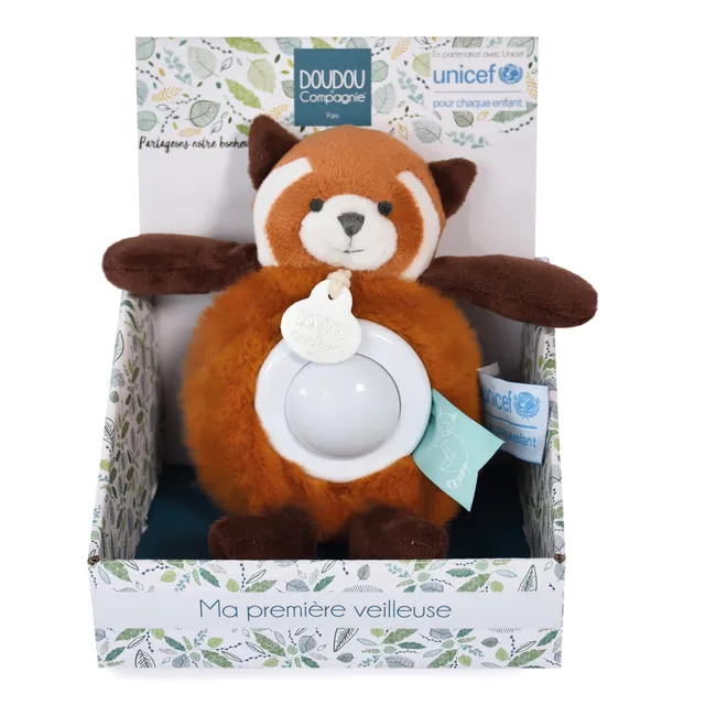 doudou-et-compagnie-veilleuses-dc3994-veilleuse-panda-roux-unicef-20-cm image 1