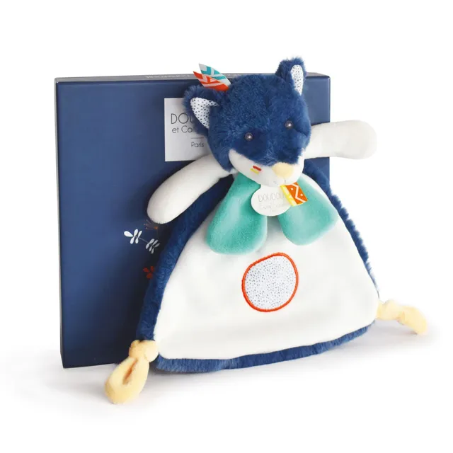 doudou-et-compagnie-doudou-plat-loup-tiwipi-bleu-23-cm-dc3640 image 1