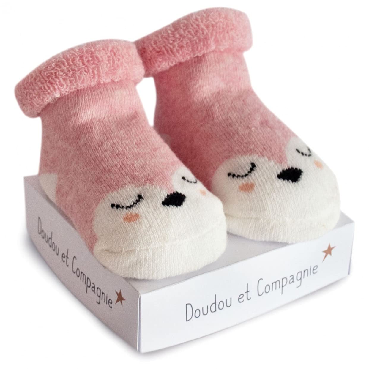 doudou-et-compagnie-chaussons-b-b-petites-bouilles-chaussettes-bleu image 2