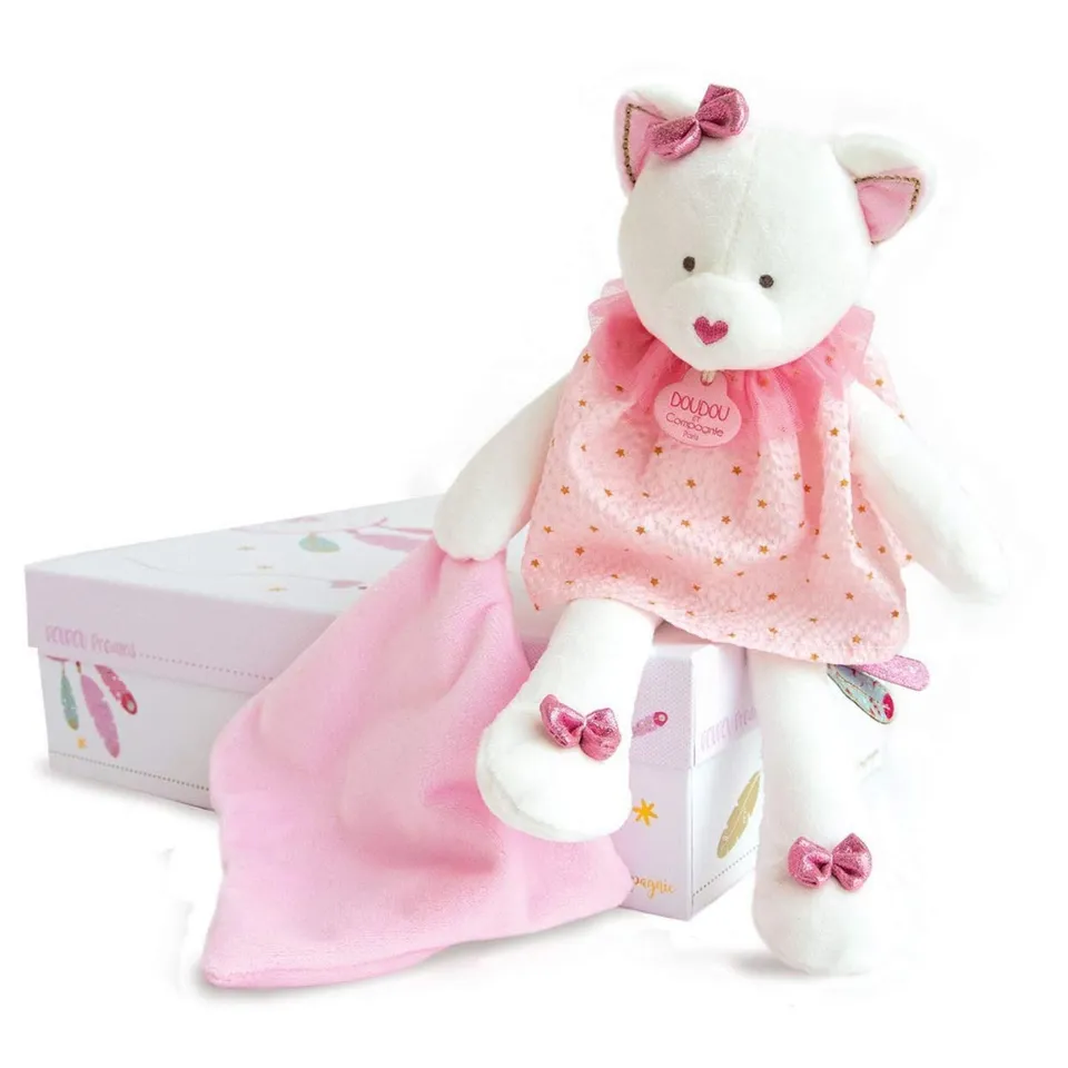 doudou-et-compagnie-attrape-r-ves-dc3546-doudou-chat-rose-28-cm image 1