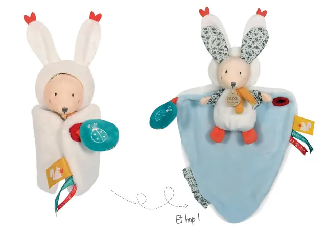 doudou-et-compagnie-les-doudous-papillote-lapin-blanc-25-cm image 1
