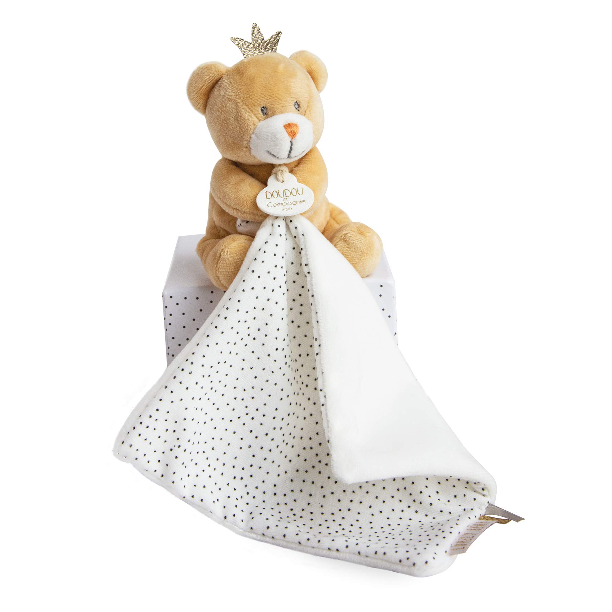 doudou-et-compagnie-petit-roi-ours-peluche-10-cm-avec-doudou image 1