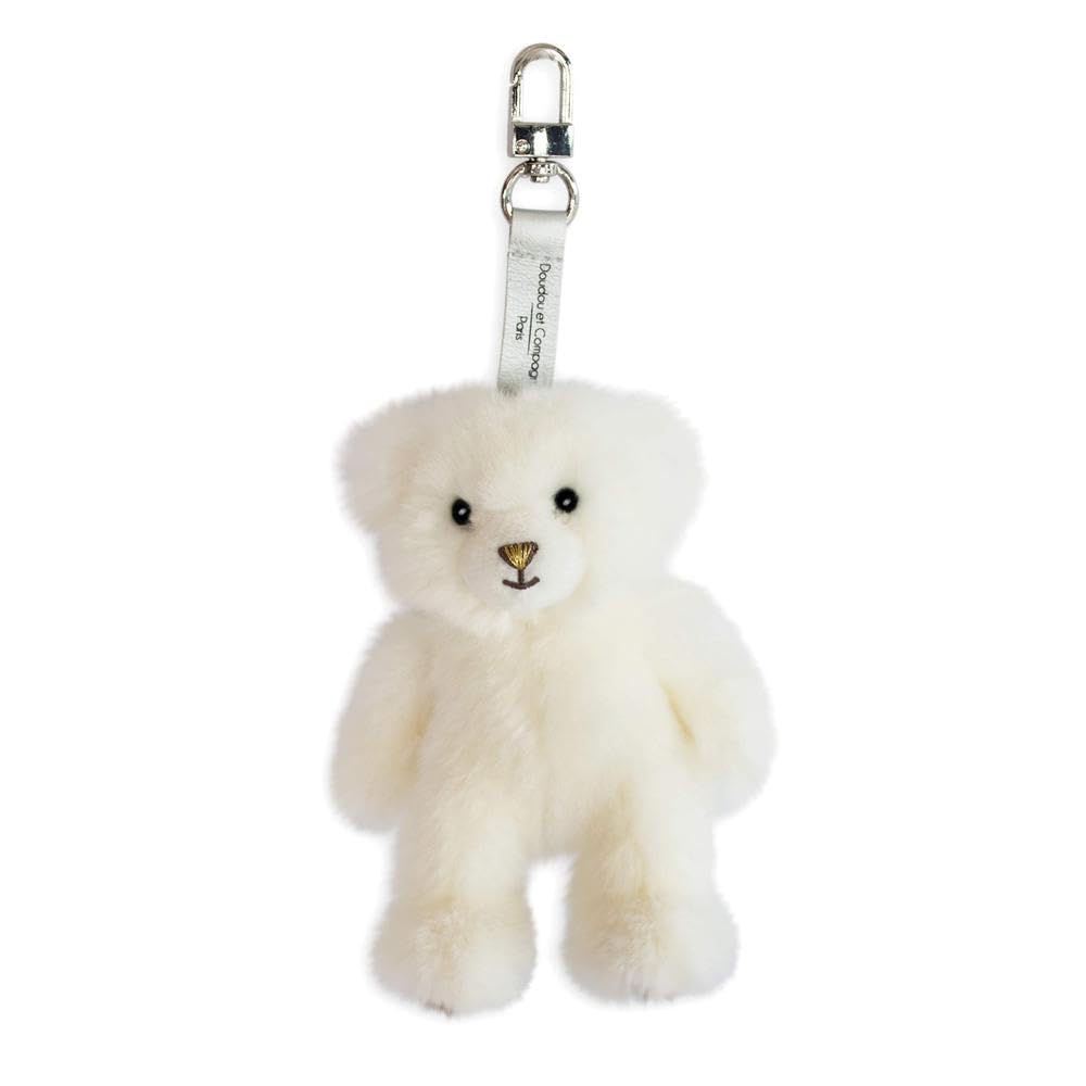 doudou-et-compagnie-porte-cl-s-peluche-ours-blanc-15cm-dc3779 image 1